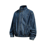 Washed stand-up collar denim jacket