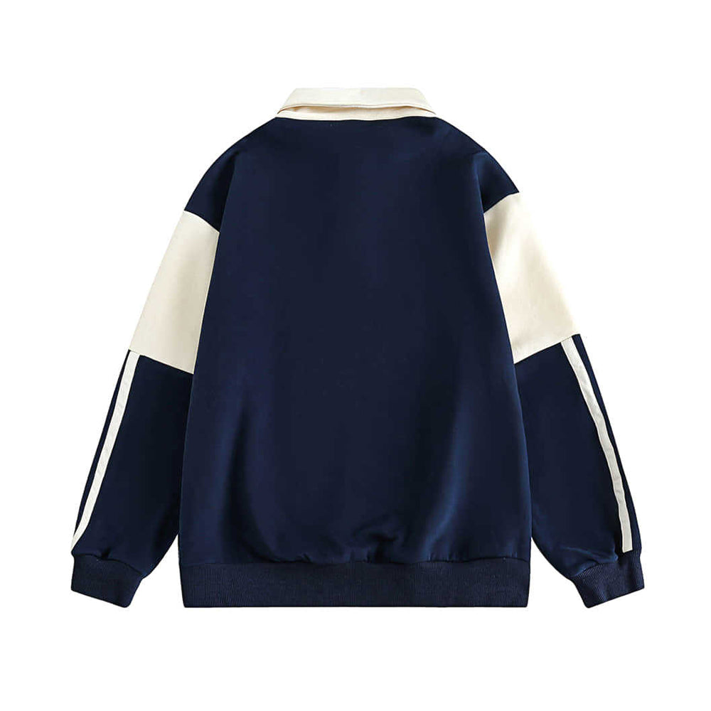 Color-blocked collared sweatshirt