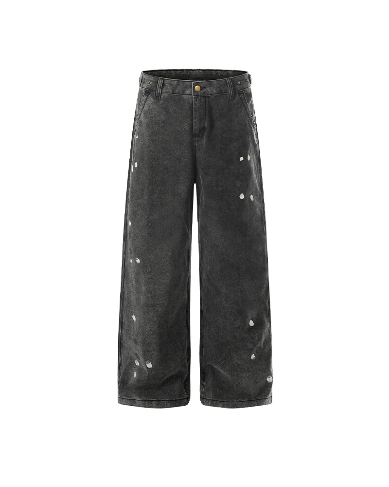 Dip-dye Ink Splatter Wide-leg Trousers