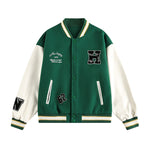 Retro embroidered contrast color baseball jacket