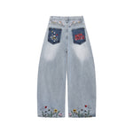 Washed straight jeans