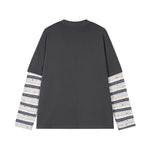 Cartoon print fake two-piece long sleeves