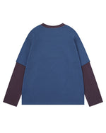 Faux two-piece color-blocked long-sleeved top