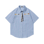 復古格紋短袖襯衫