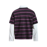 Color-blocked faux two-piece long-sleeved top