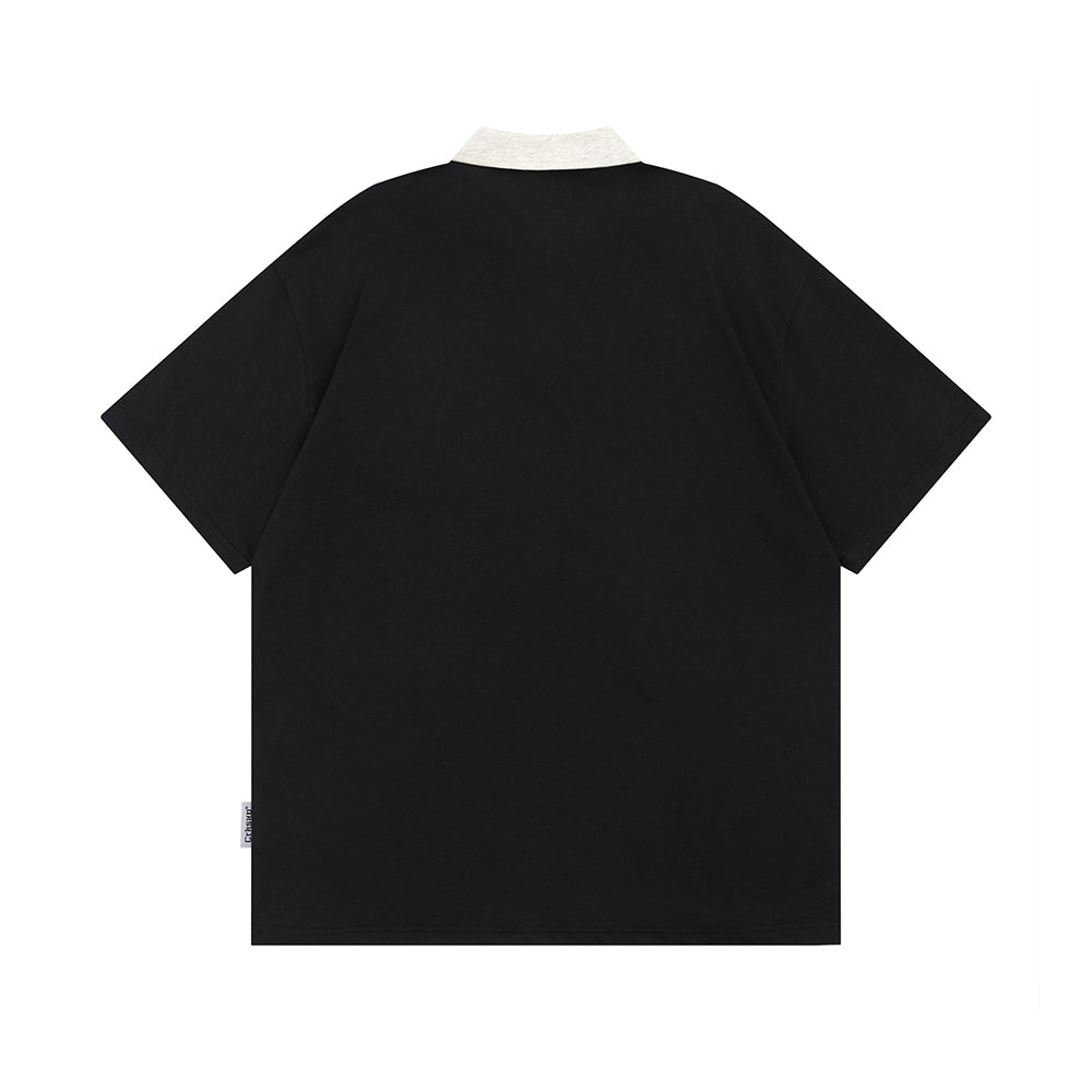 Retro polo collar short sleeves