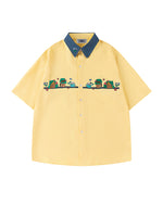Contrast color stitching cute short sleeve shirt