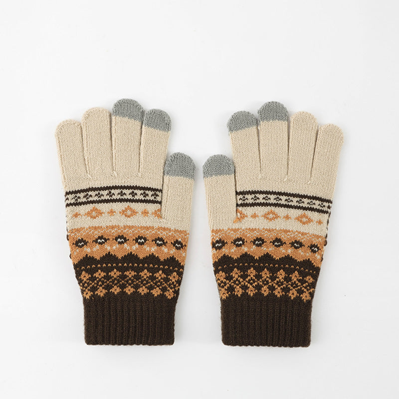 Retro Jacquard Warm Gloves