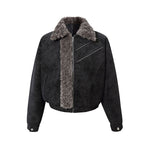 Retro-style short coat with fur collar