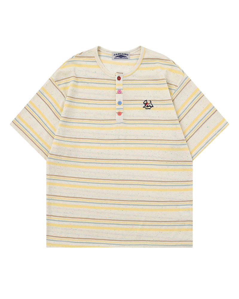 Retro striped short-sleeved shirt