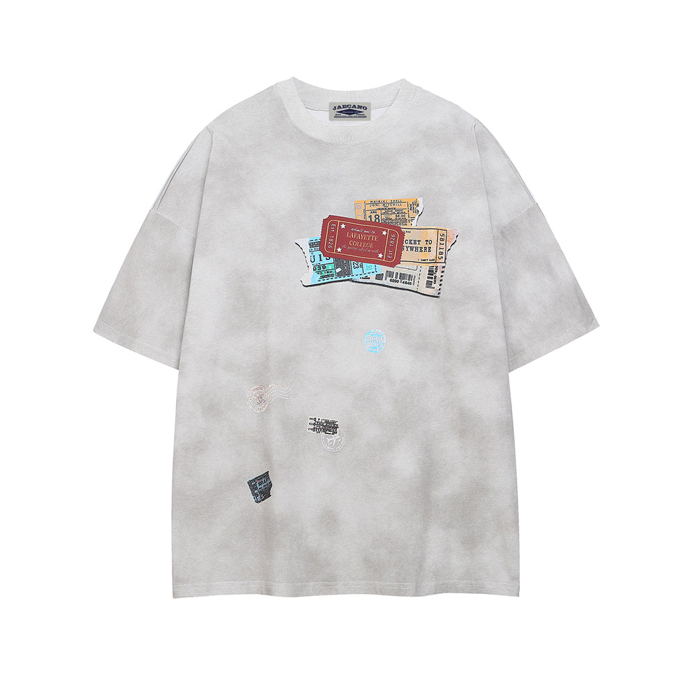 Retro label casual short sleeve