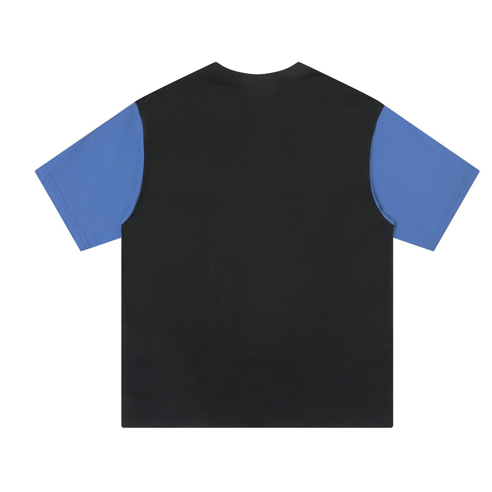 Contrast color stitching short sleeves