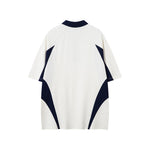 Contrast color lapel short sleeves