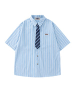 Simple striped short-sleeved shirt