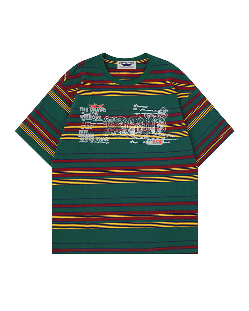 Retro color-blocked short-sleeved shirt