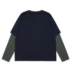 Striped patchwork fake two-piece long sleeves