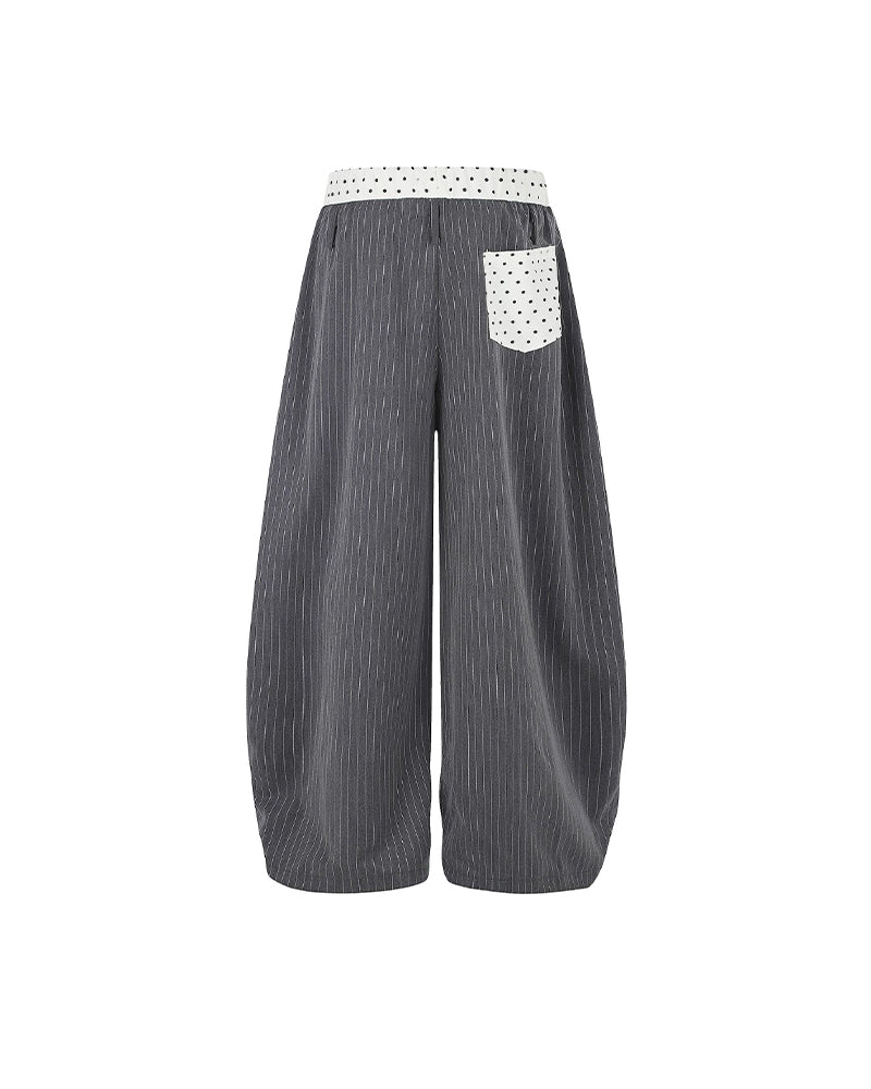 Patchwork waistband casual trousers