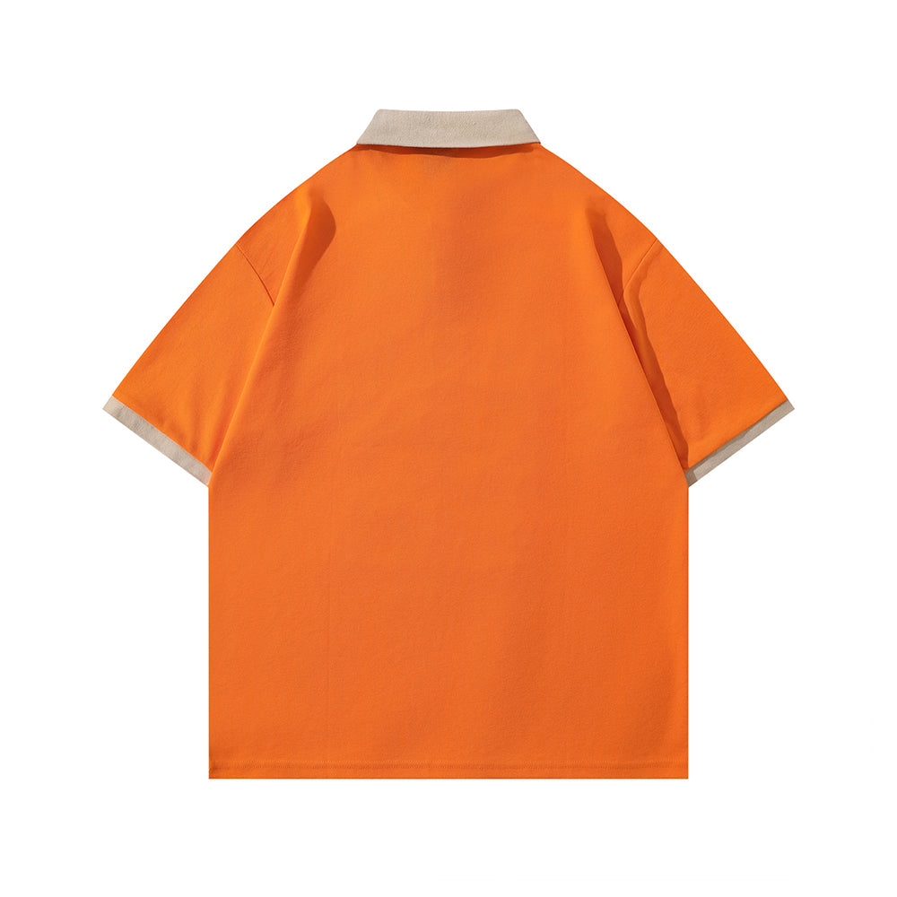 Contrast color foam print short sleeves