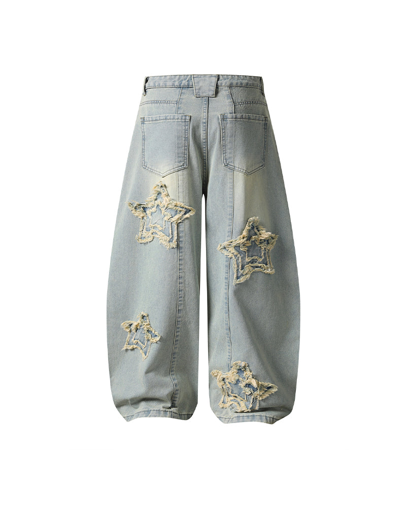 Distressed washed jeans