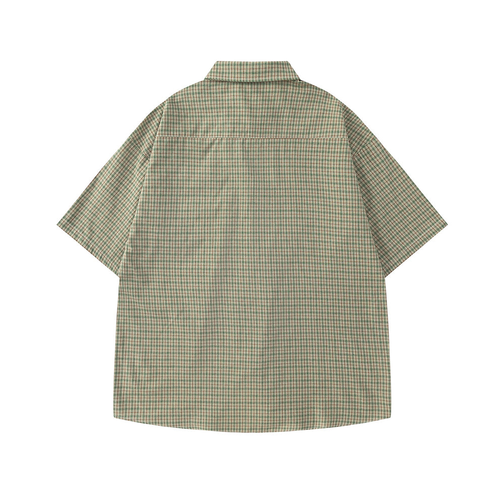 簡約格紋短袖襯衫