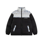 復古撞色拼接棉服