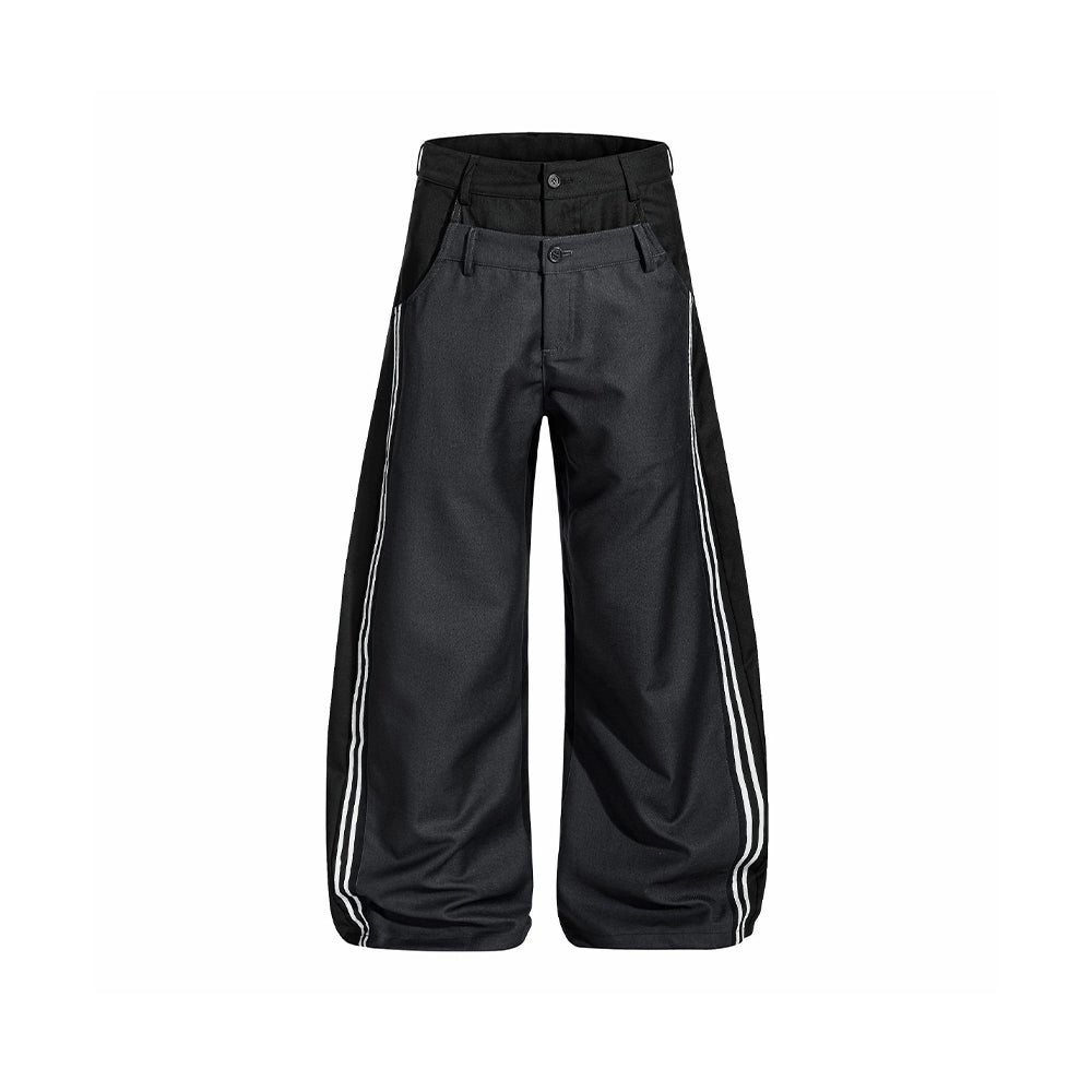 Faux two-piece casual trousers