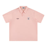 Retro solid color polo short sleeve