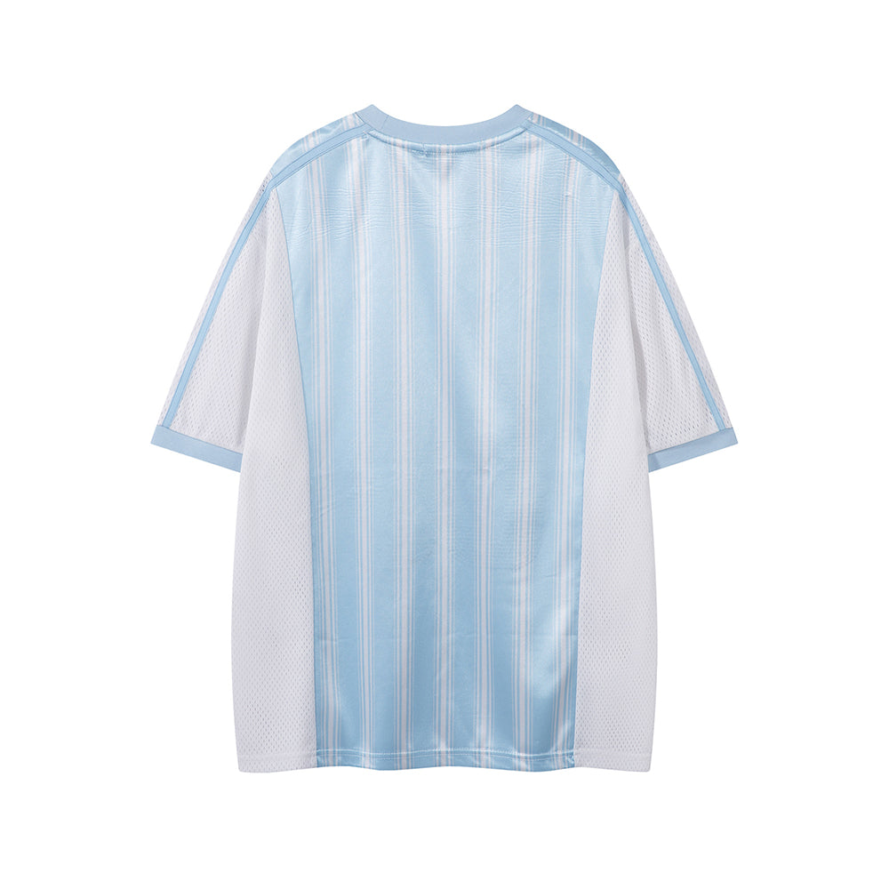 Vertical stripe print short sleeves