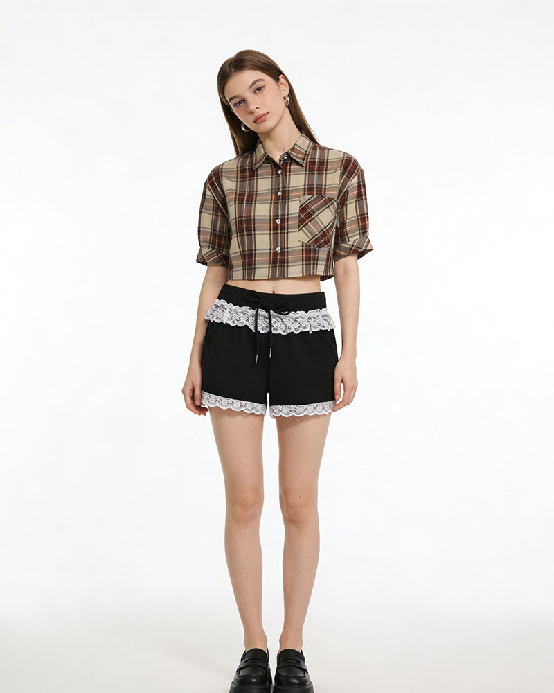 레이스 장식 반바지