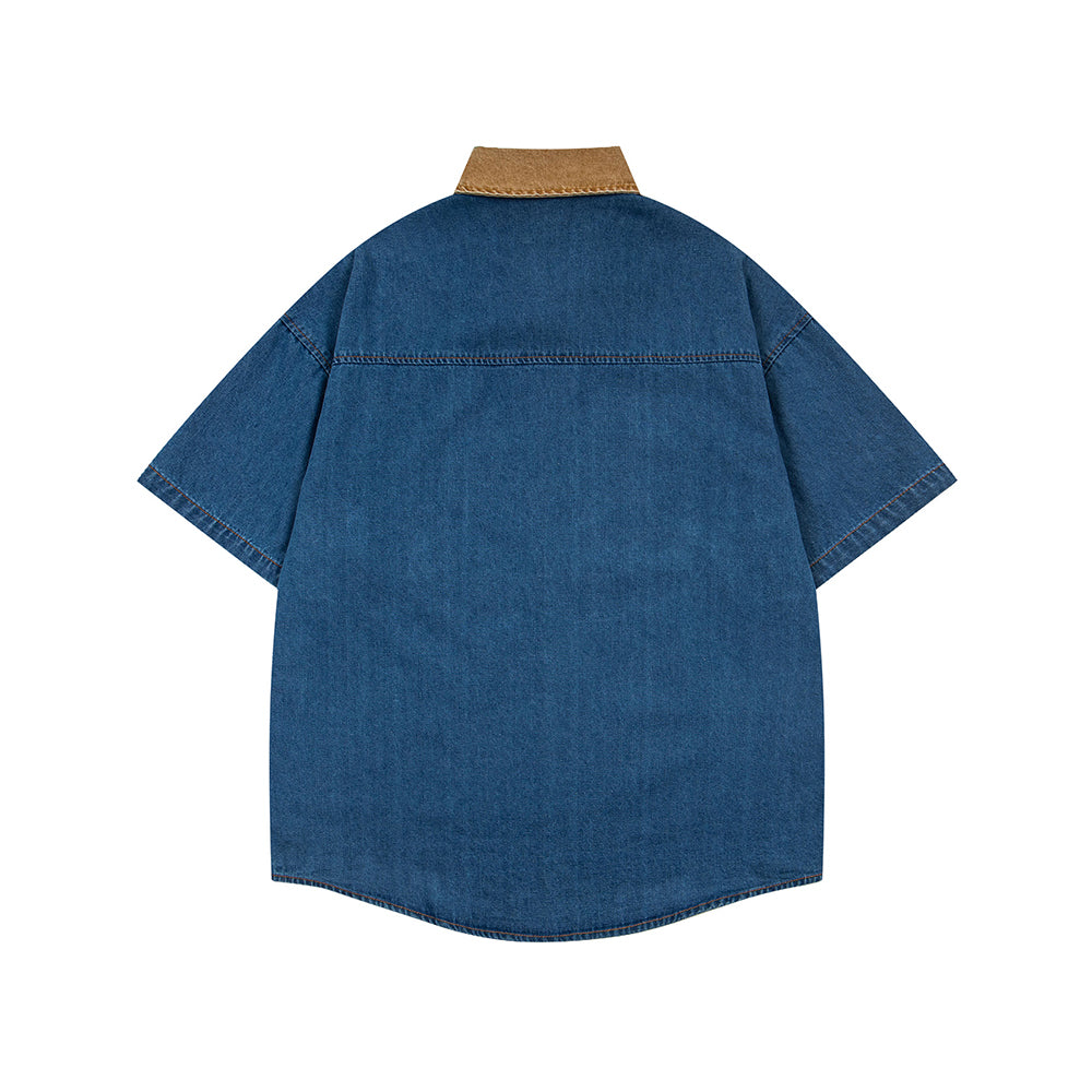 花卉貼布短袖襯衫