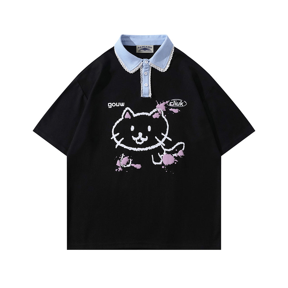 Contrast color cute short sleeves