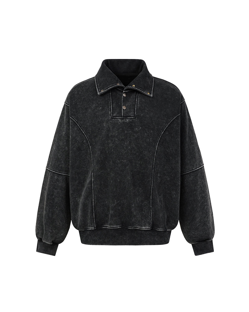 Distressed collar sweatshirt