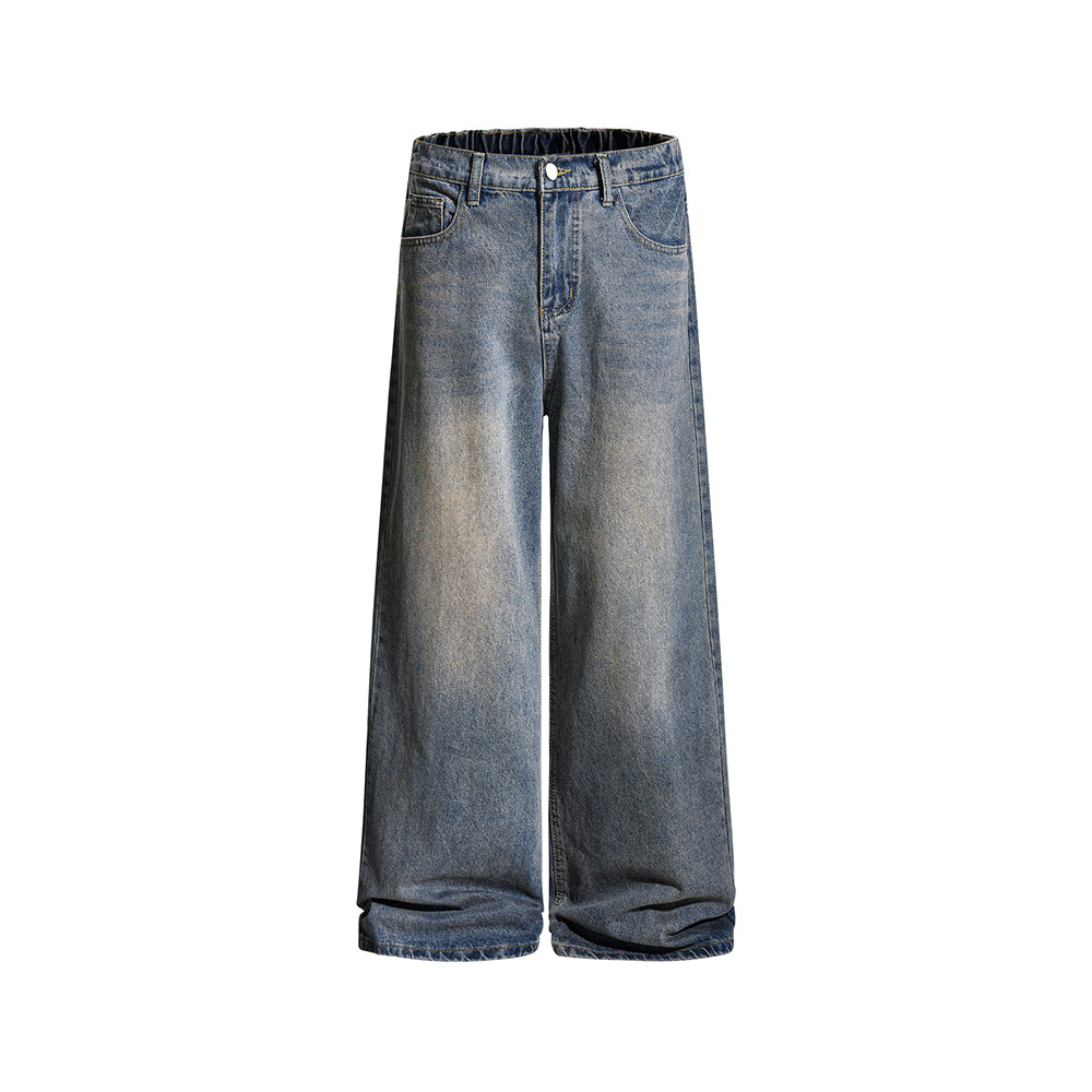 Distressed straight jeans