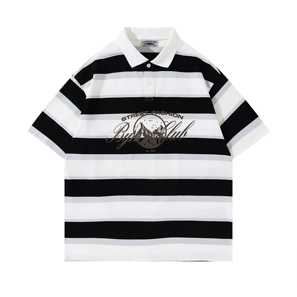 Retro contrast striped short sleeves