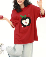 사과 자수 반팔