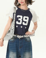 레트로 콘트라스트 반소매