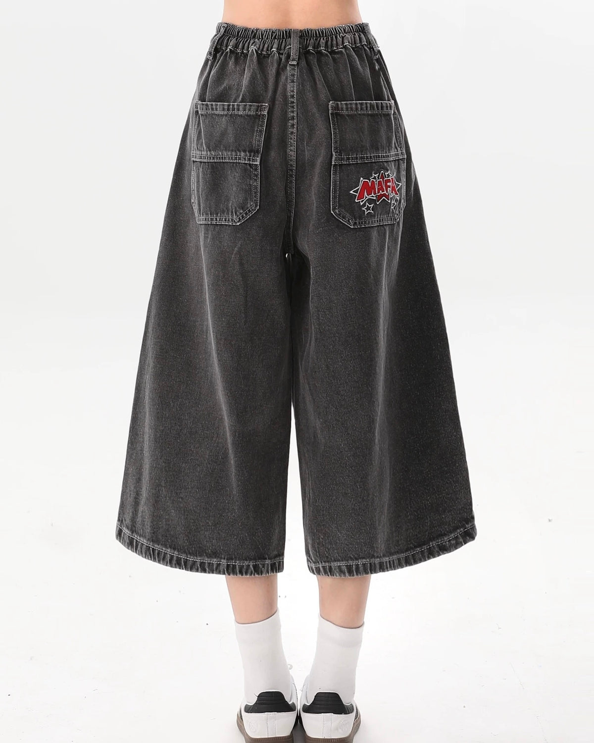 Vintage washed denim shorts