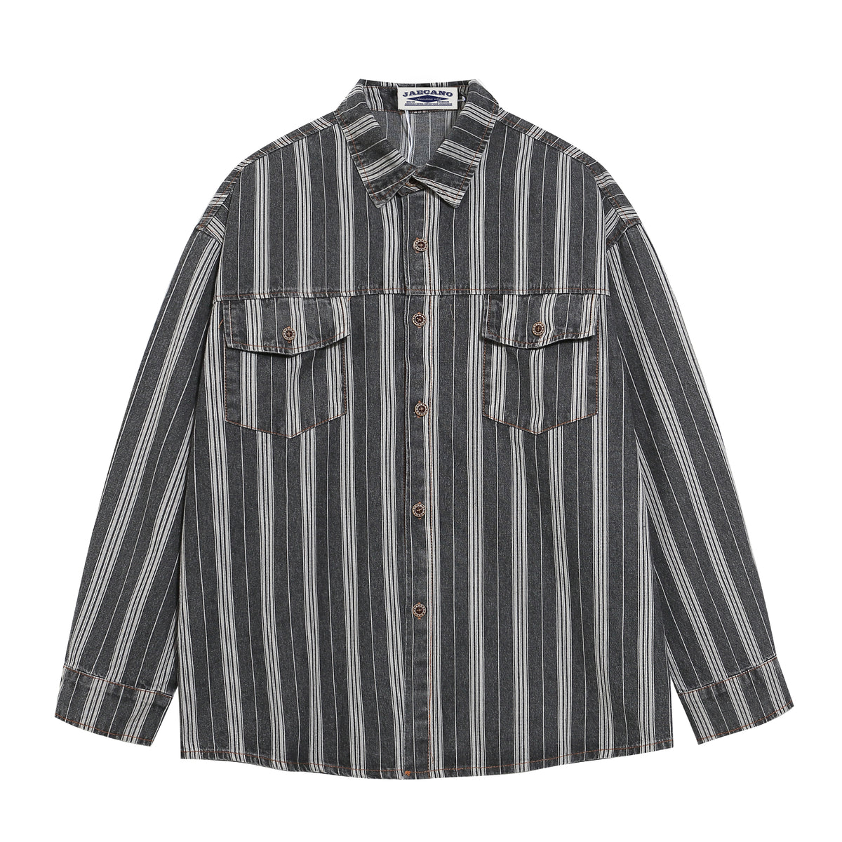 Retro vertical striped long-sleeved shirt 