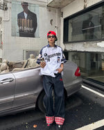 American retro vertical striped baseball shirt