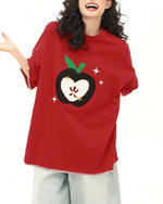 사과 자수 반팔