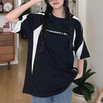 Retro patchwork contrasting raglan short sleeves