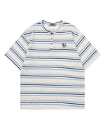 Retro striped short-sleeved shirt