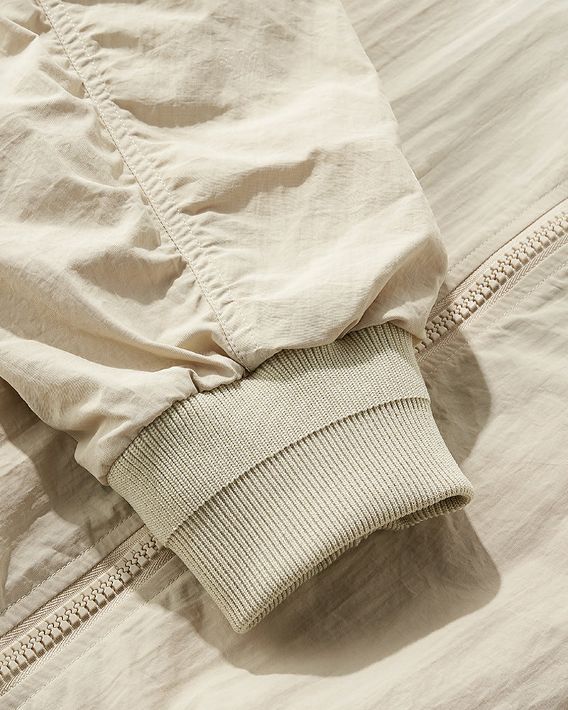 Casual stand-up collar plaid color-blocked baseball jacket