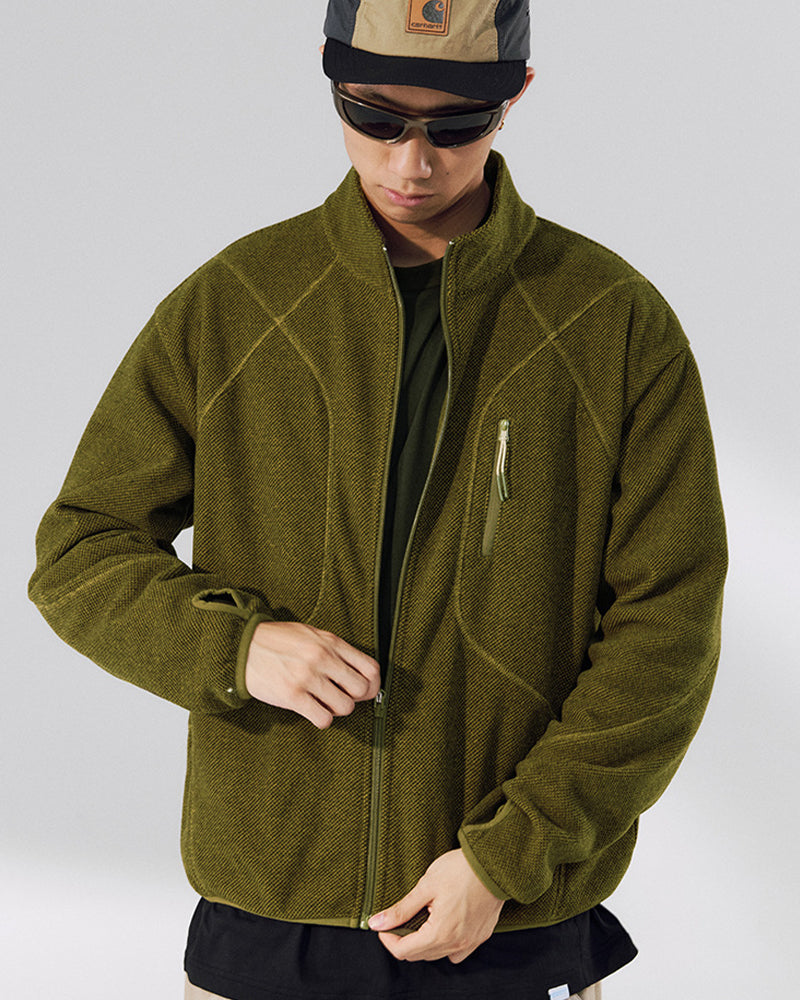 Stand Collar Zip-Up Sweatshirt Jacket