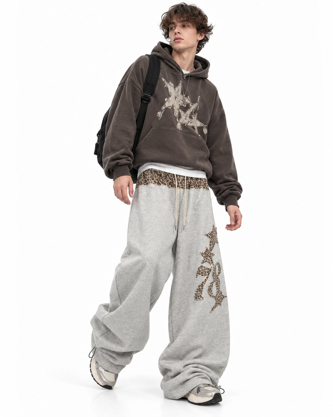 patchwork wide-leg scimitar pants
