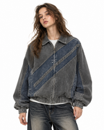 Contrast color patchwork casual jacket