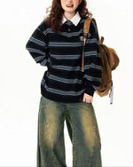 黑白條紋休閑衛衣