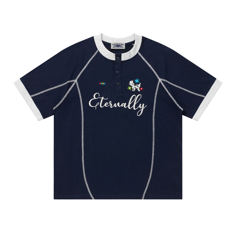 復古撞色小狗短袖