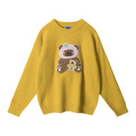 Crew neck bear knit sweater