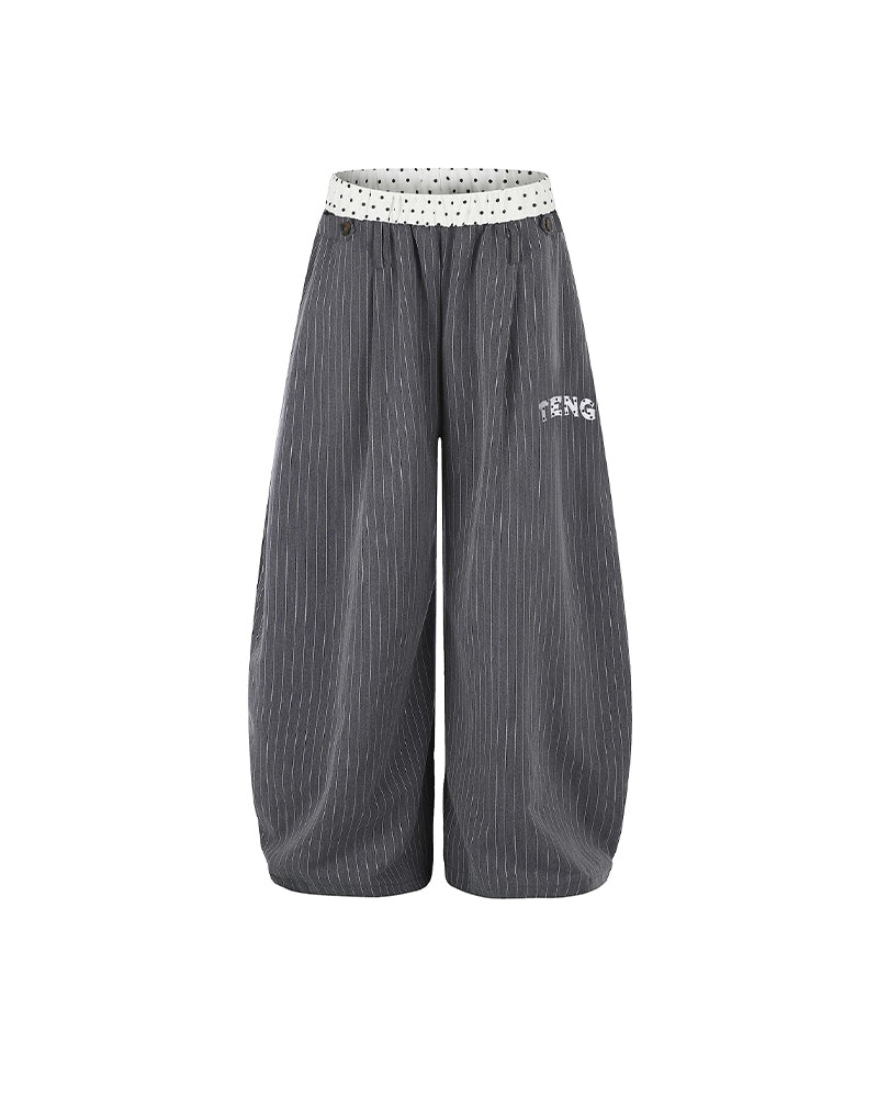 Patchwork waistband casual trousers